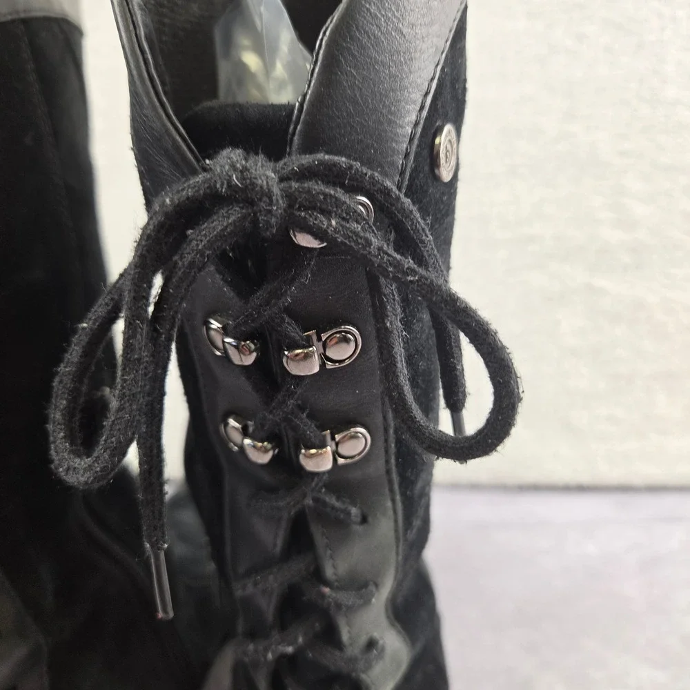 The North Face Womens Black Suede Lace Up Back Winter Boots AWPM 786 Size 8.5
